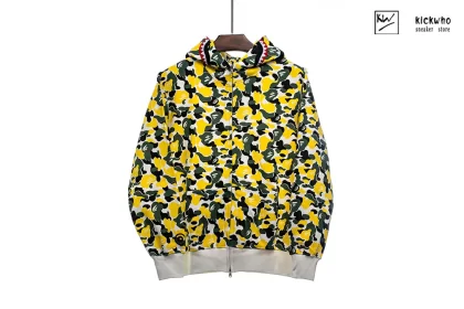 Bape Camo Shark ZIP HOODIE Green Yellow