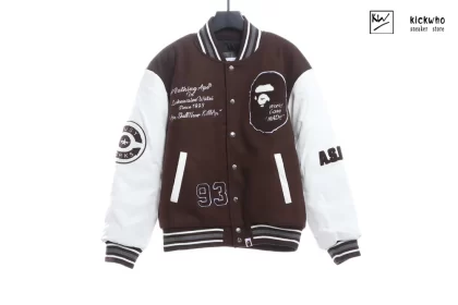 Bape Logo Baseball Jacket Brown