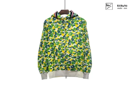 Bape Camo Shark ZIP HOODIE Green Yellow White