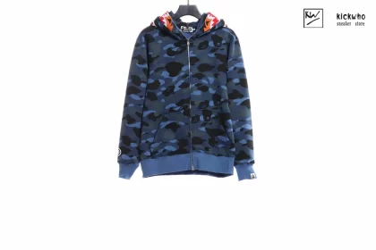Bape Tiger Zip Double Hoodie Blue