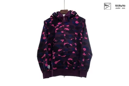 Bape Shark Camo Zip Double Hoodie Blue Purple