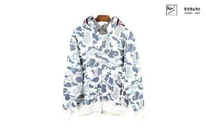 Bape SPACE CAMO SHARK FULL ZIP DOUBLE HOODIE Pale