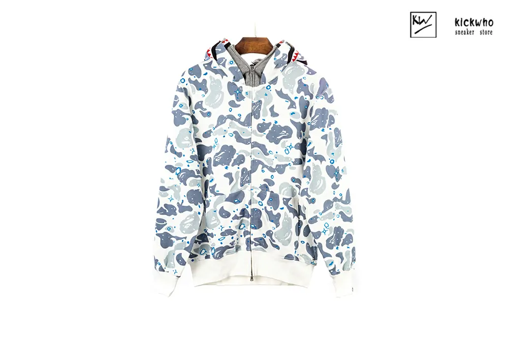 Bape SPACE CAMO SHARK FULL ZIP DOUBLE HOODIE Pale