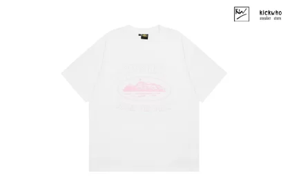 Corteiz Ships Logo T-Shirt White pink