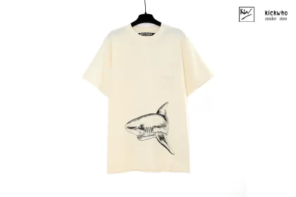 Palm Angels Guillotine Shark T-Shirt Beige