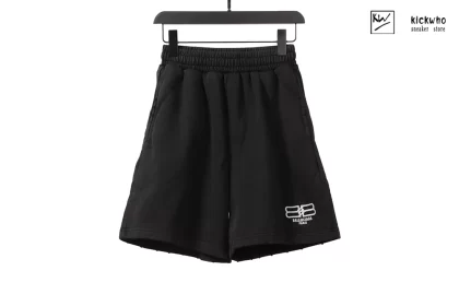 Balenciaga Lock Buckle Embroidery Shorts Black