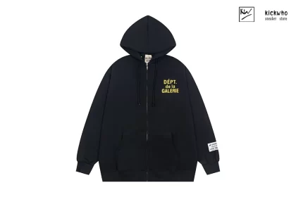 GALLERY DEPT Basic French Alphabet Zippered Hoodie Black