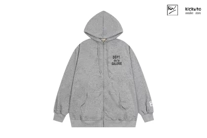 GALLERY DEPT Basic French Alphabet Zippered Hoodie Black