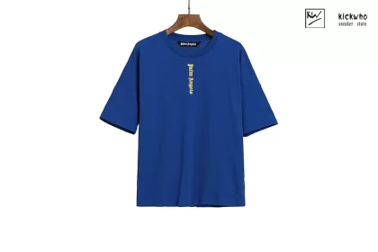 Palm Angels Vertical Sanskrit Letter T-Shirt Blue