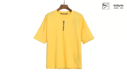 Palm Angels Vertical Sanskrit Letter T-Shirt Yellow