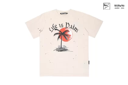 Palm Angels Sunset Palm Tree T-Shirt Beige