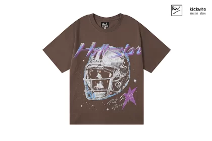 HELLSTAR Skull Helmet T-Shirt Brown