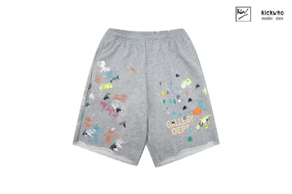 GALLERY DEPT Speckled ink Letters Shorts Grey