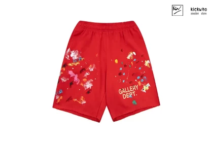 GALLERY DEPT Speckled ink Letters Shorts Red