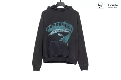 Represent Blue Shark Hoodie Smoke Grey