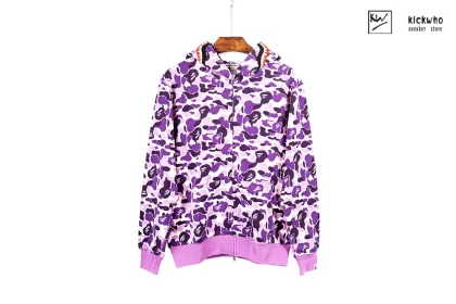 Bape Camo SHARK FULL ZIP HOODIE Black Purple Pink