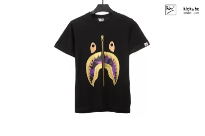 Bape Camouflage Shark Zipper T-shirt Black purple
