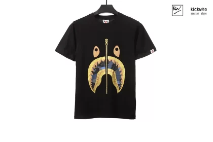 Bape Camouflage Shark Zipper T-shirt Black blue