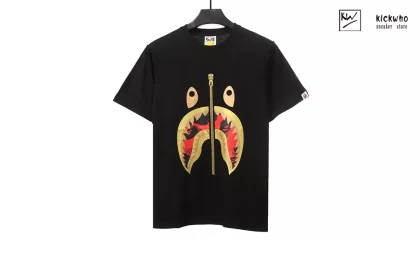 Bape Camouflage Shark Zipper T-shirt Black Red