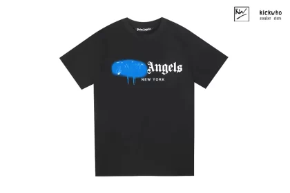 Palm Angels Spray Paint Letters T-Shirt Black Blue