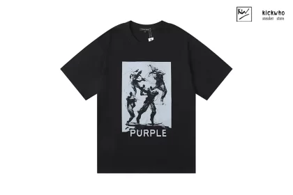 Purple Brand Sketch Printing T-Shirt Black