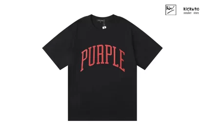 Purple Brand Orange Curved Logo T-Shirt Black